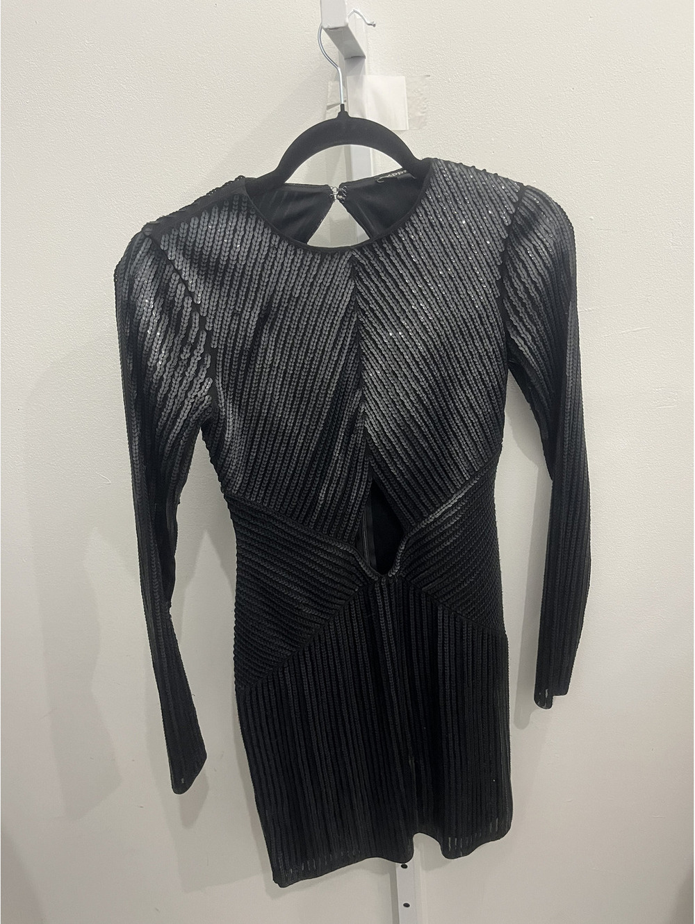 Express Black Sequin Cutout Dress